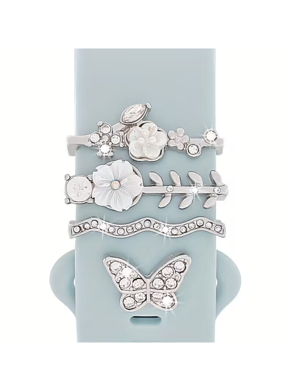 4 Elegant Cherry Blossom & Butterfly Watch Strap Charms